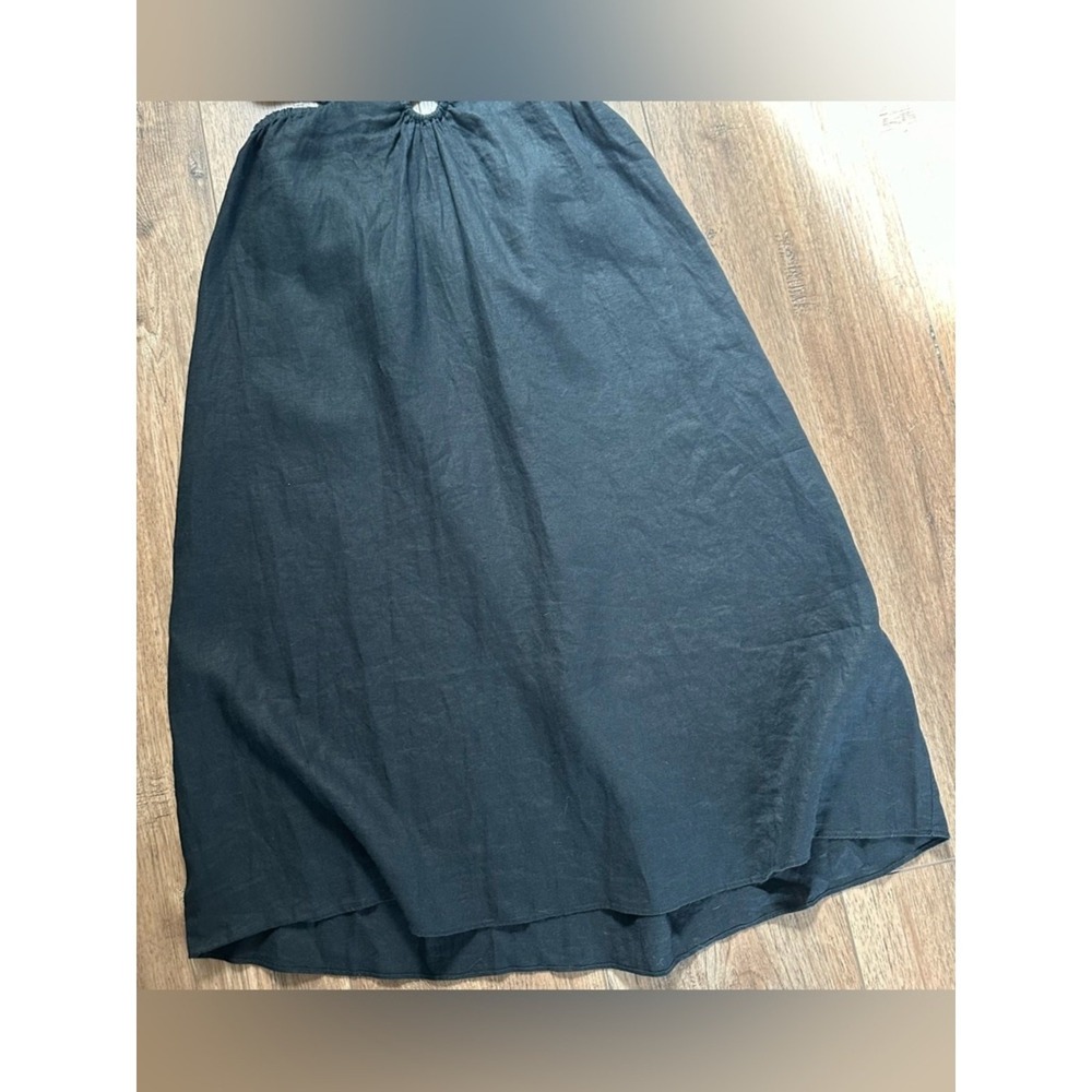 NWT! The Drop Women's Linen Dress, Solid Black, Sadie Cut Out, Summer, Midi, XXL - Picture 3 of 11